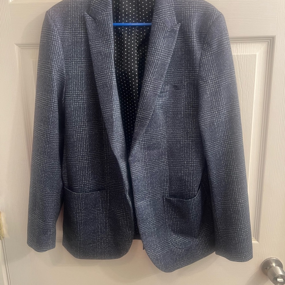 Angelo Litrico Slim Fit Men's Blue Plaid Blazer Size EU/IT 48